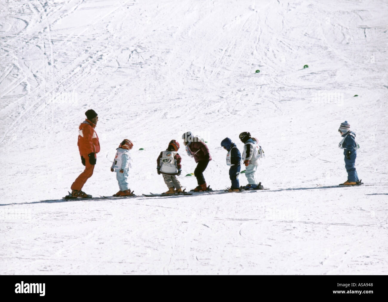 Skischule in Val Disere Haute Savoie Frankreich Stockfoto