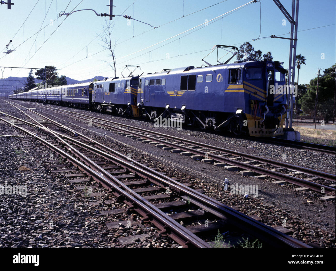 Blue Train berühmten Loco Luxuszug in Matjiesfontein in der Karoo Western Cape Südafrika Stockfoto