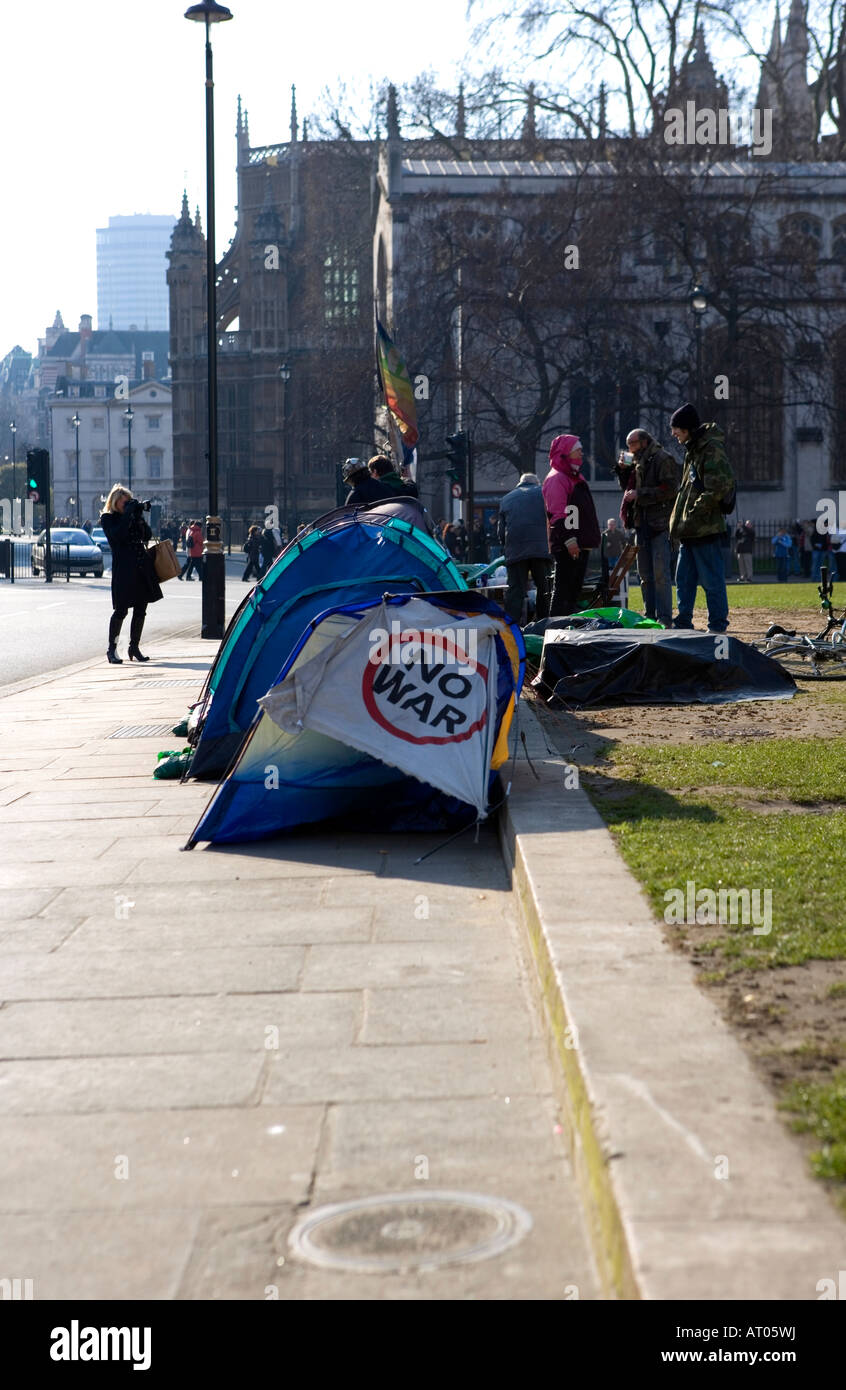 kein Krieg zu protestieren außerhalb der Häuser des Parlaments big ben Stockfoto