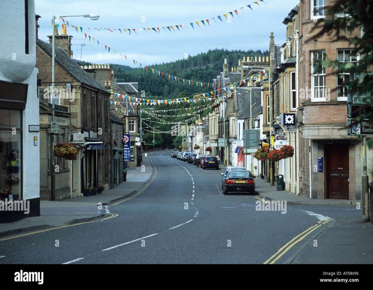 Comrie Hauptstraße, Comrie, Perthshire, Schottland, Vereinigtes Königreich Stockfoto