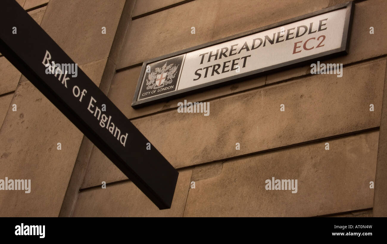Bank of England anmelden Threadneddle Street City of London UK Stockfoto