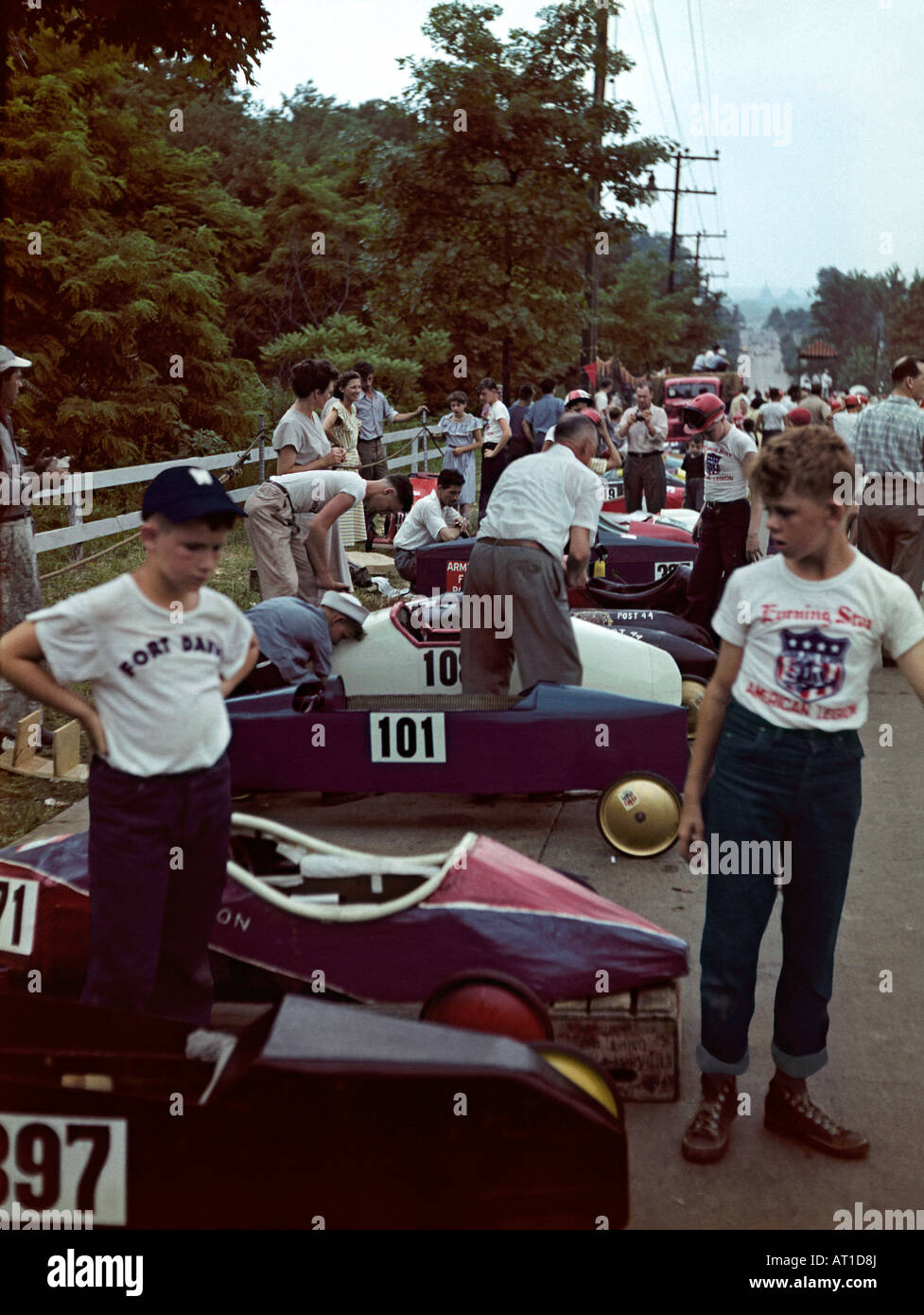 Die Gruben bei Soapbox Derby, Washington, DC, c. 1947 Stockfoto