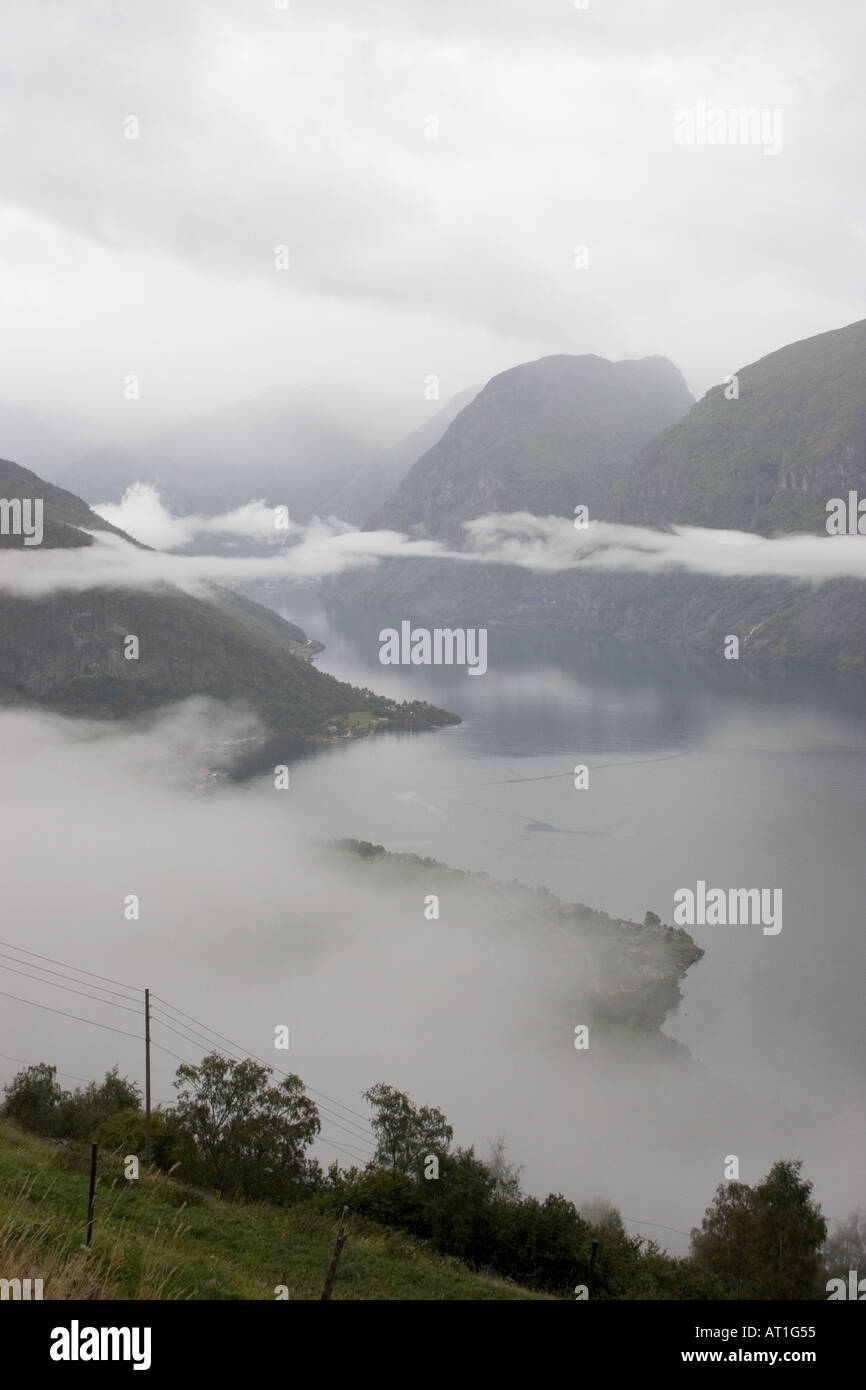 Blick über den Aurlandsfjord, Norwegen Stockfoto
