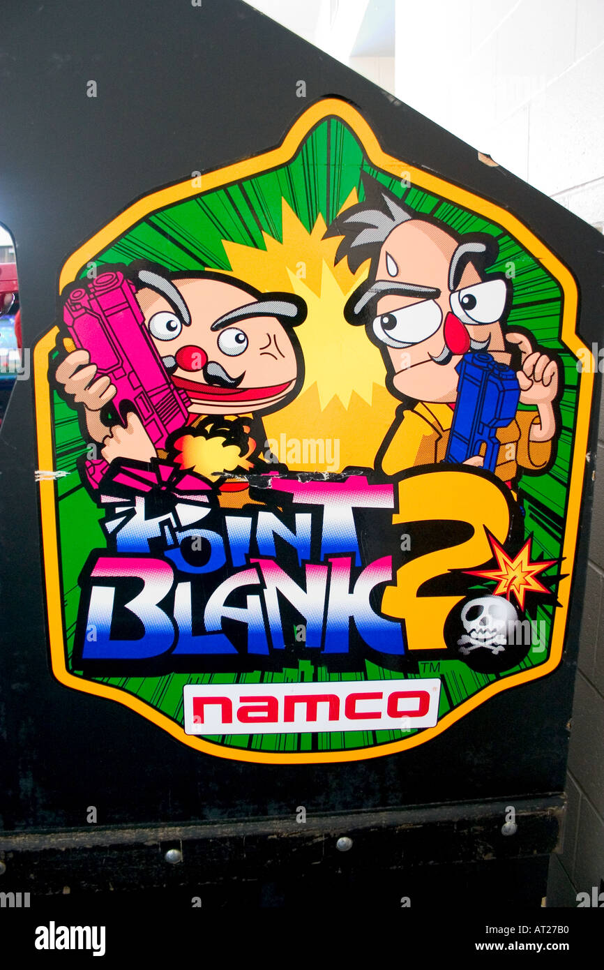 Logo für Namco video Arcade Pistole Schießmaschine Point Blank St Paul Minnesota MN USA Stockfoto