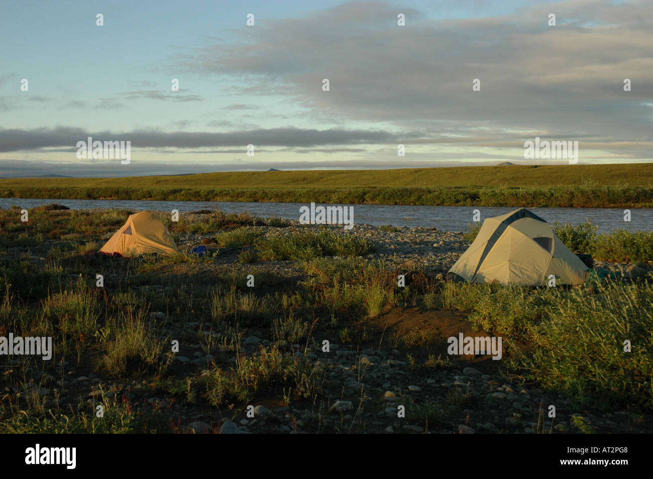 Zeltcamp am Nigu River in der arktischen Tundra Alaska North Slope Stockfoto