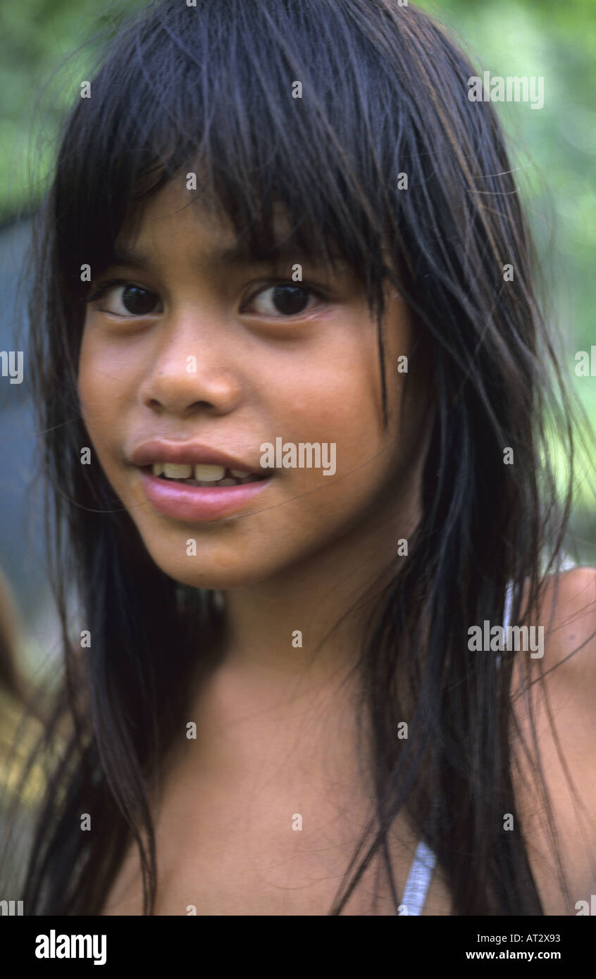 Mädchen von Hapatoni Tahuata Marquesas-Inseln Französisch-Polynesien Stockfoto