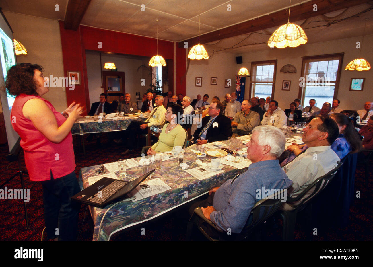 Gemeinschaft treffen, Tasmanien, Australien Stockfoto