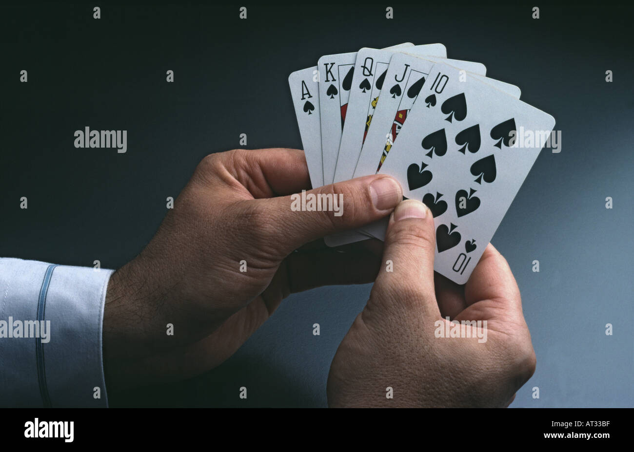 Pokerspieler einen Royal flush Stockfoto