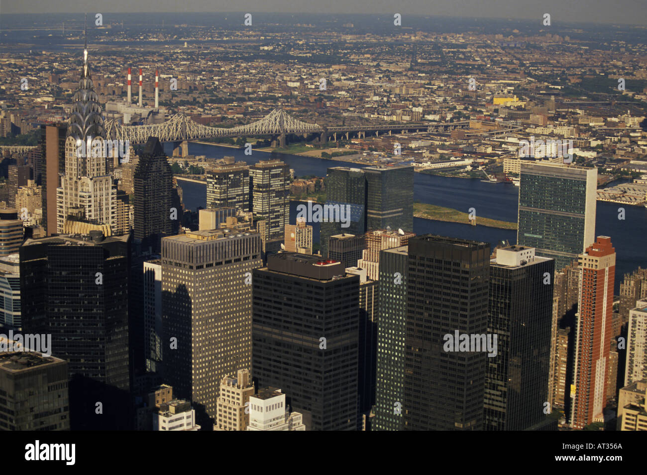 USA-New York-Manhattan staatliche Chrysler und die Vereinten Nation-Gebäude aus dem Reich Stockfoto