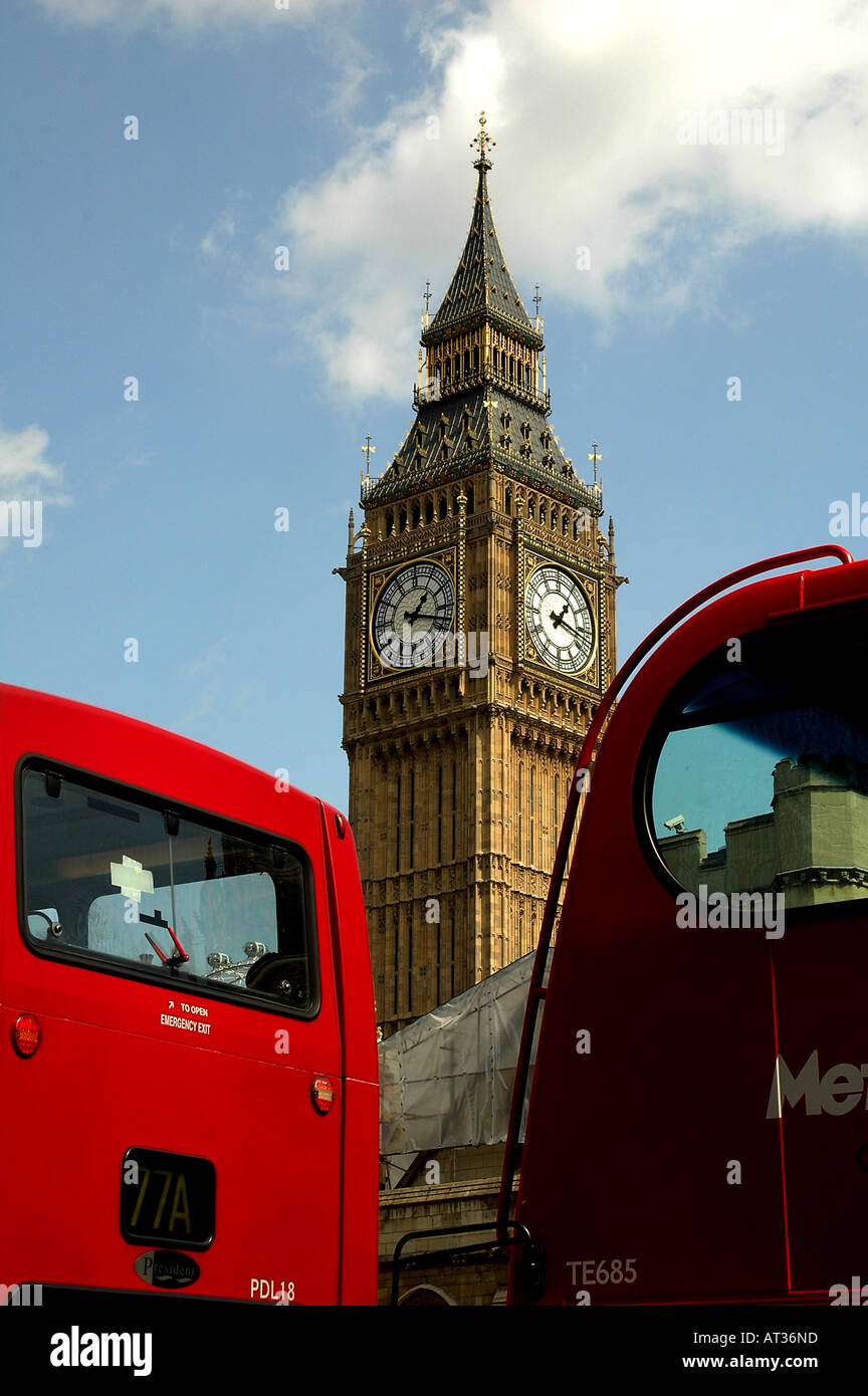 Big Ben und London Bus Stockfoto