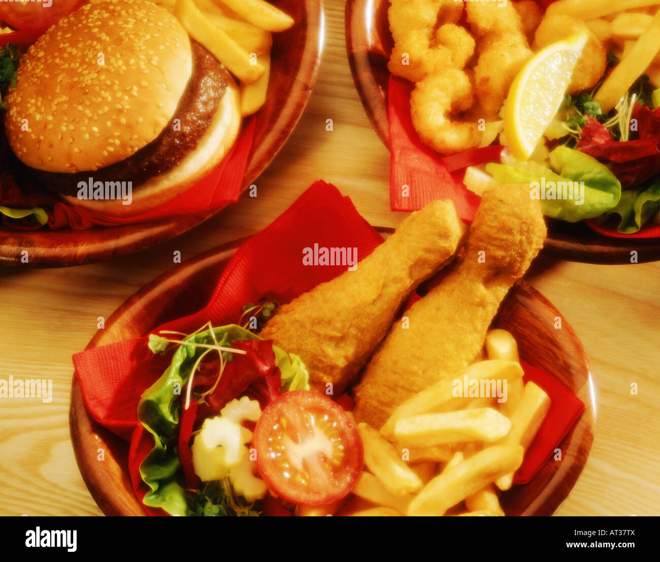 Eine Auswahl an Fast-food Stockfoto