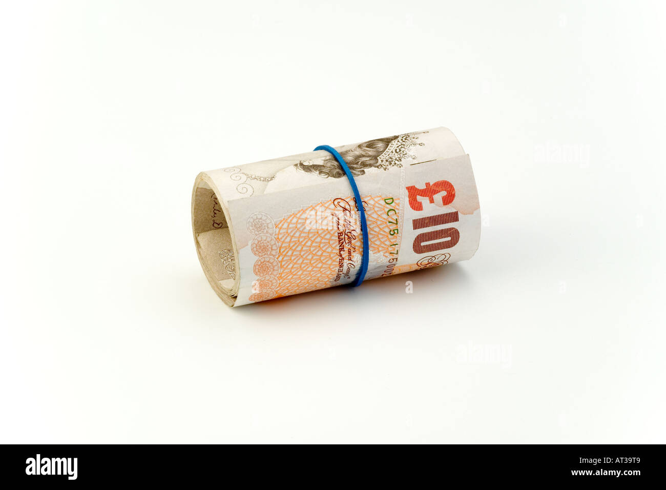 Rolle von zehn Pfund-Noten UK Stockfoto