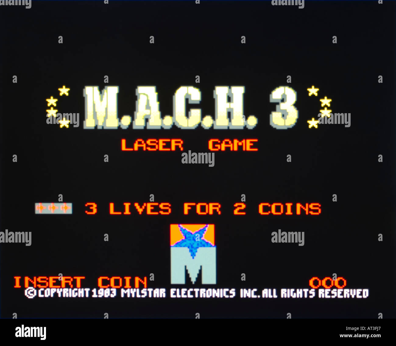 M A C H 3 MACH Mylstar Electronics Inc 1983 Vintage Arcade Videospiel Screenshot - nur zur redaktionellen Nutzung Stockfoto