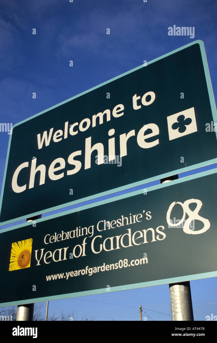 Willkommen in Cheshire Blechschild Stockfoto