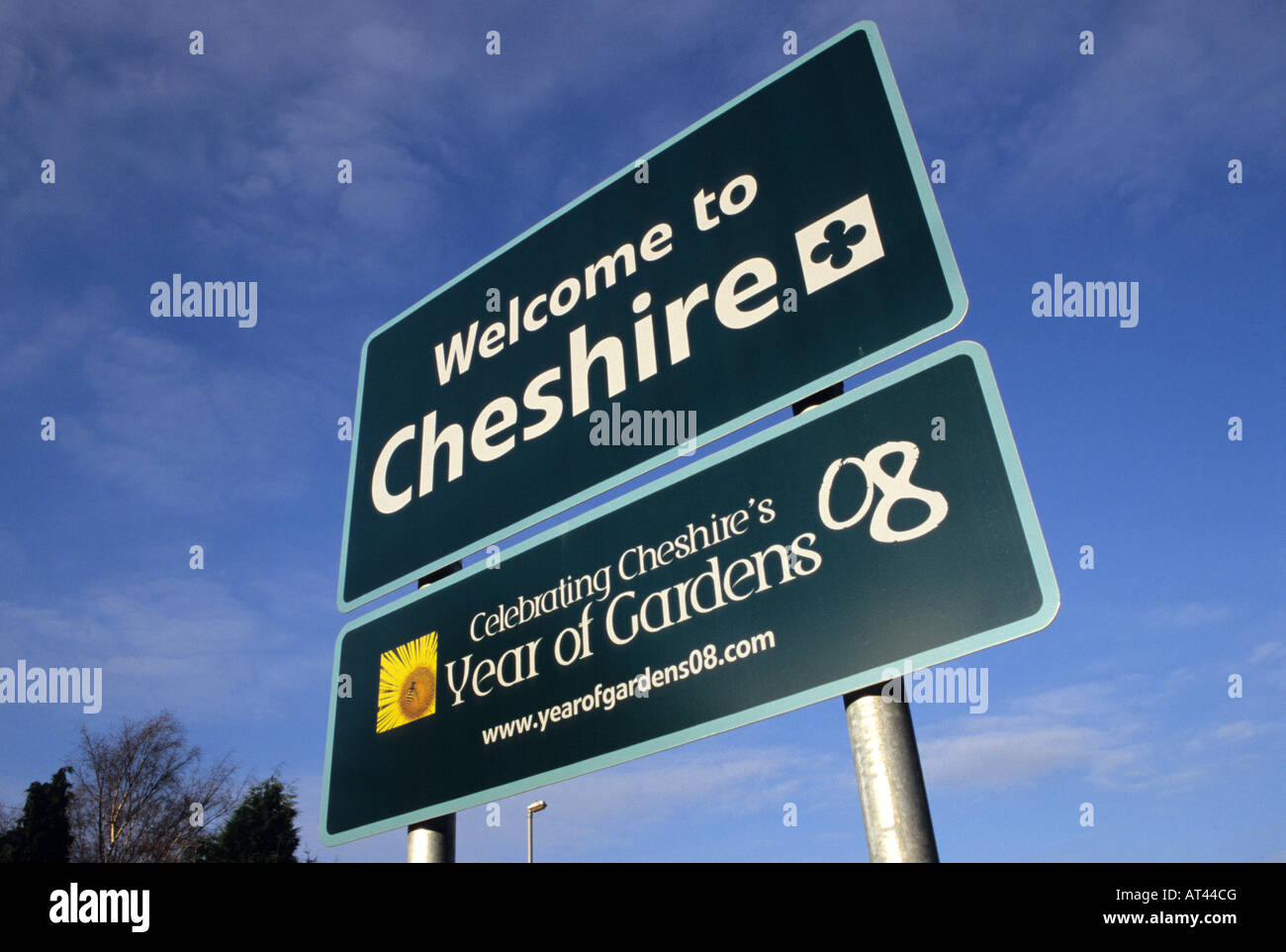 Willkommen in Cheshire Blechschild Stockfoto