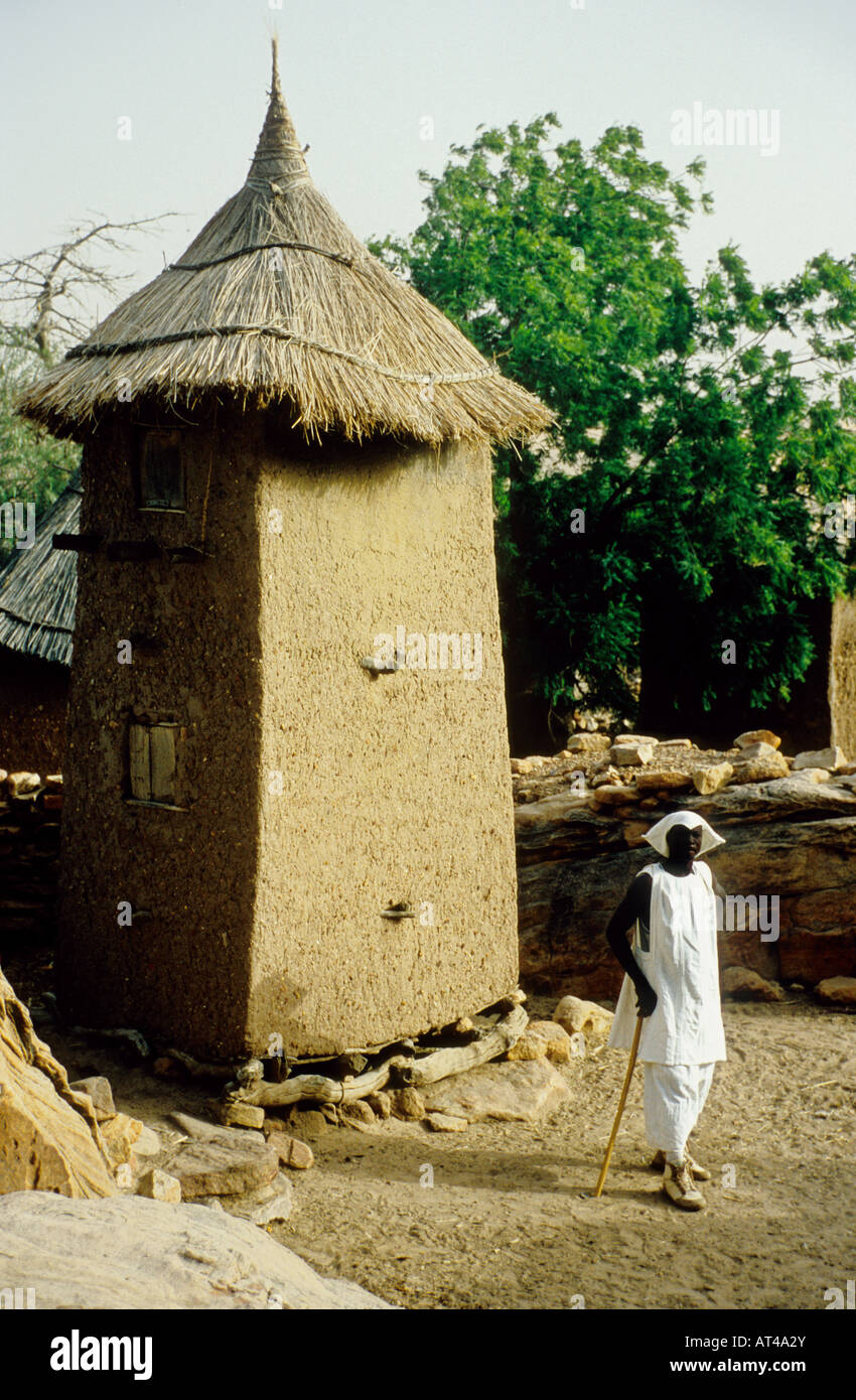 Dogon Dorf Szene, Mali, Westafrika Stockfoto