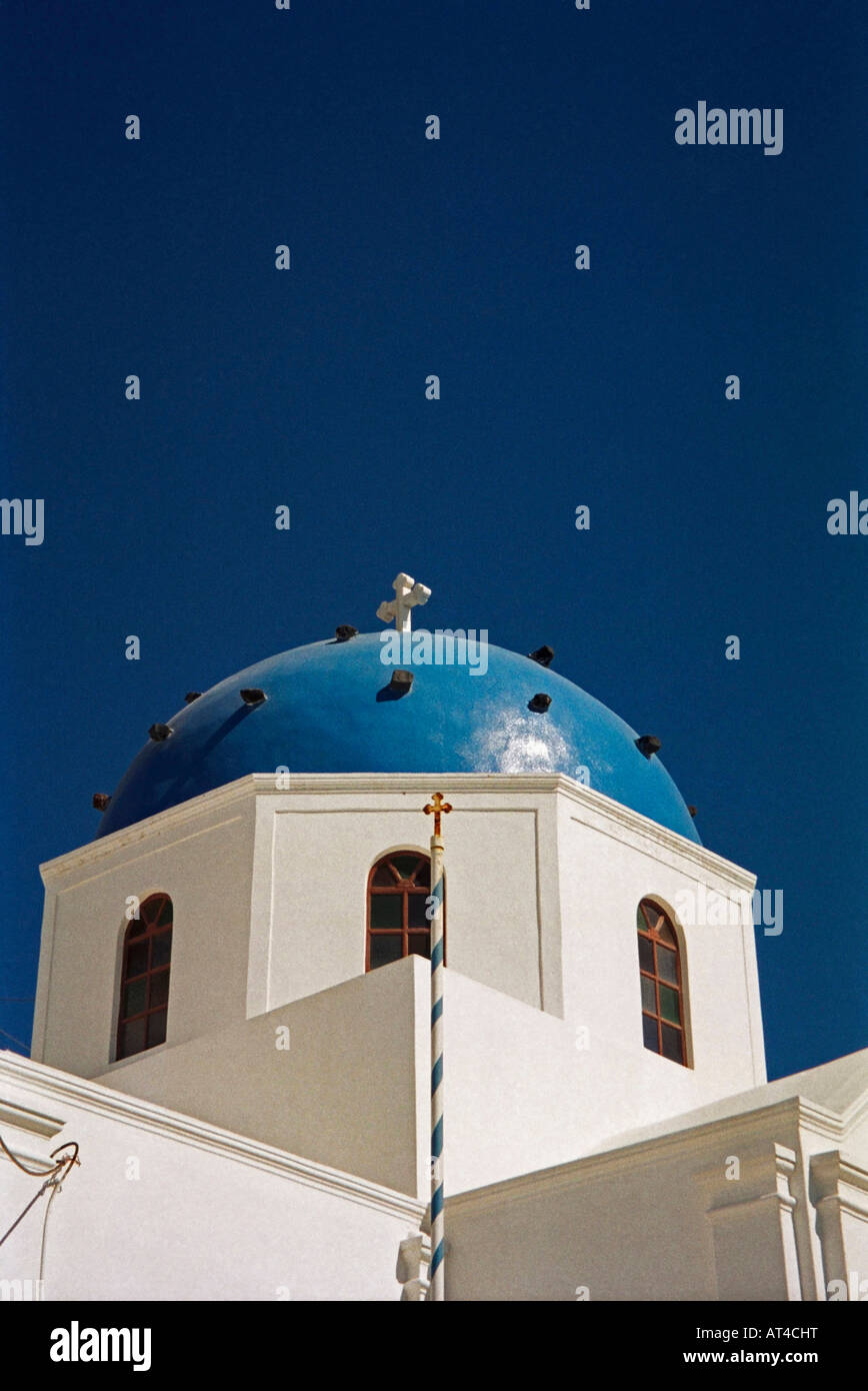 Kuppel des Anastasi Kirche, Firostefani, Imerovigli, Santorin, Griechenland Stockfoto