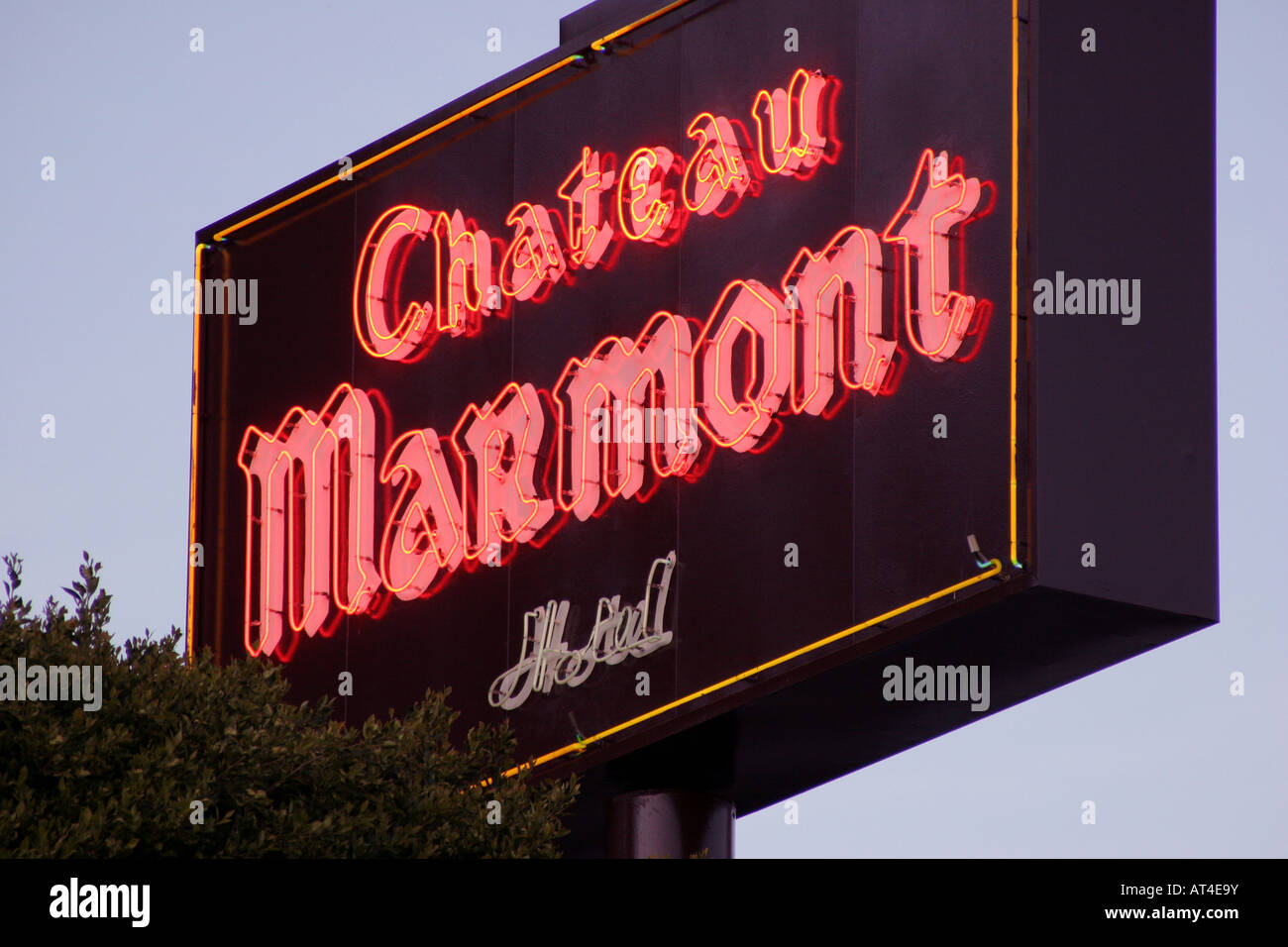 Chateau Marmont Hotel Schild auf dem Sunset strip Los Angele Stockfoto