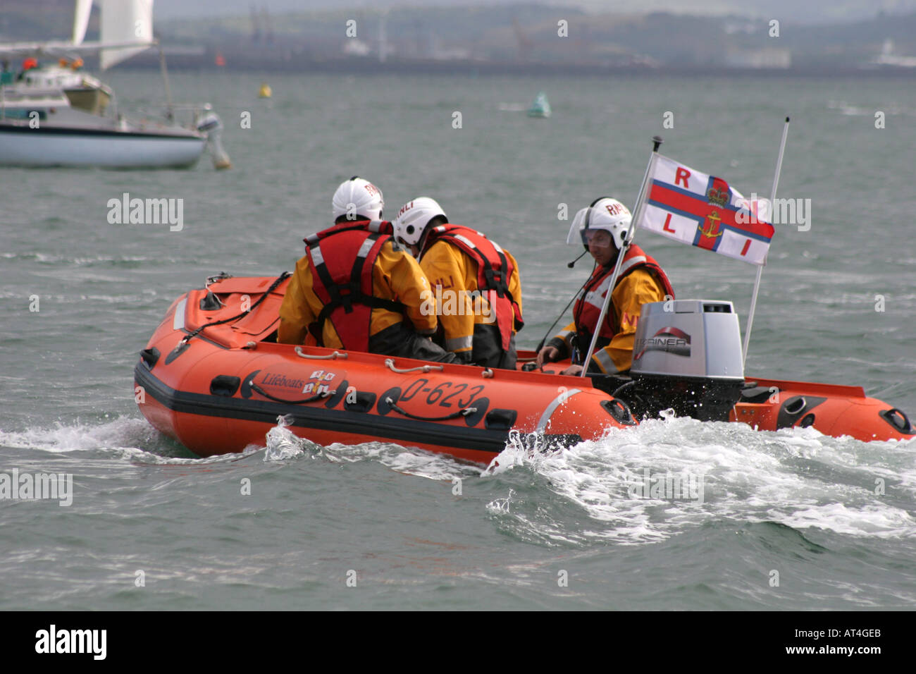 RNLI Inshore Boot Emergency Services Wales Stockfoto