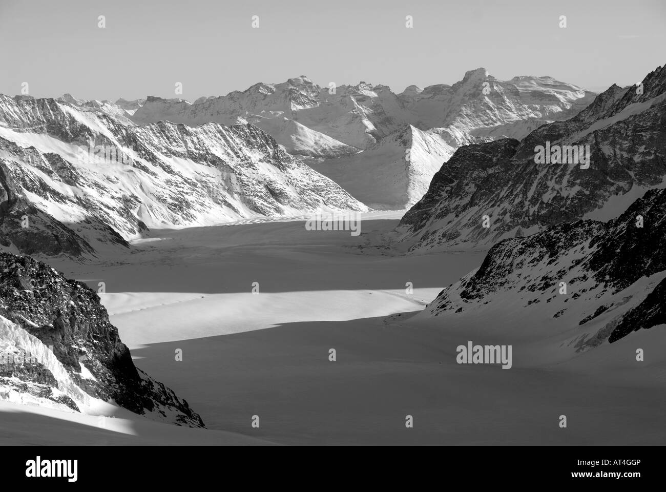 Aletschgletscher-Blick vom Jungfraujoch. Top of Europe. Stockfoto