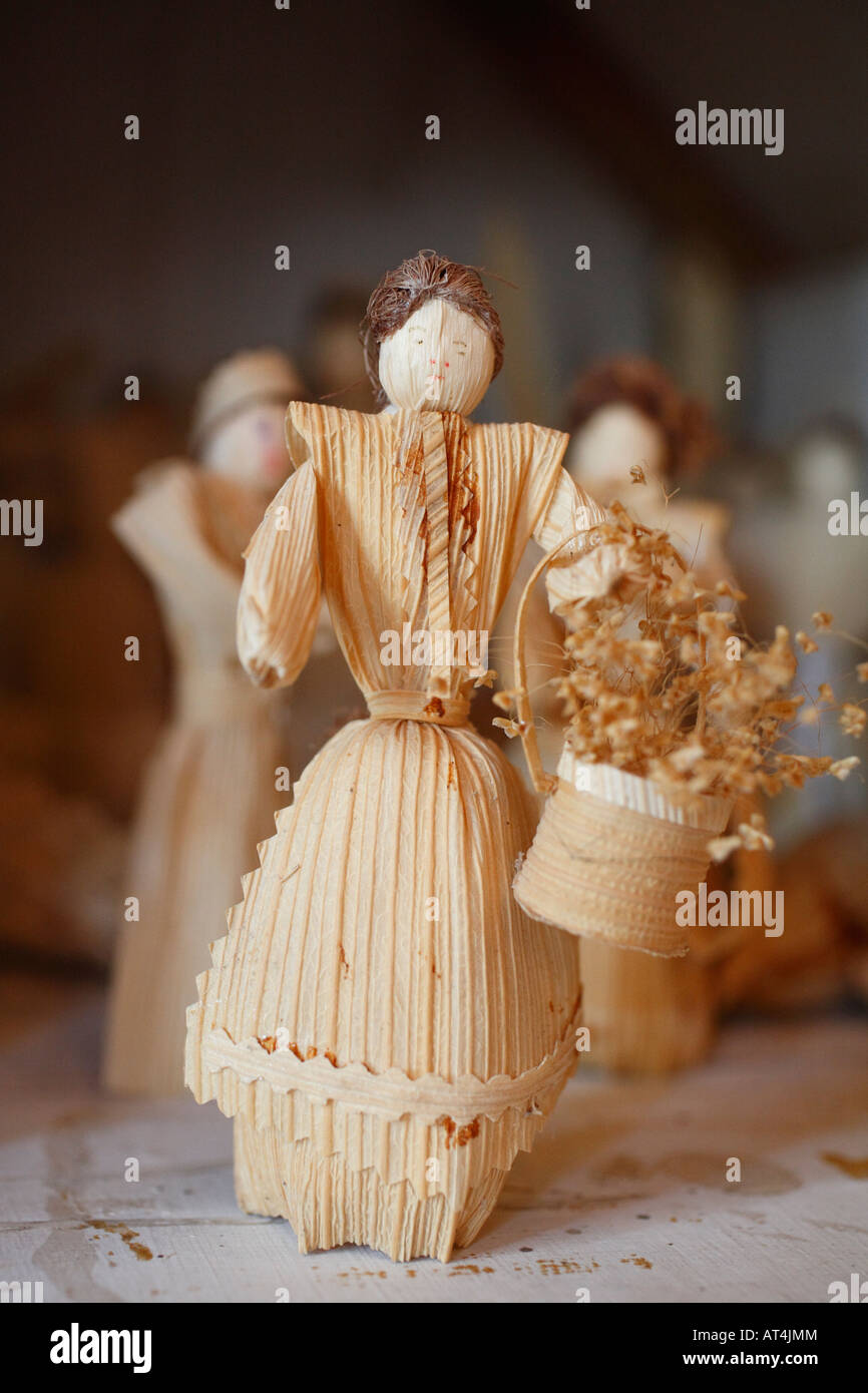 Azoren Inseln Handwerk: Puppen hergestellt aus Mais Blatt Stockfoto