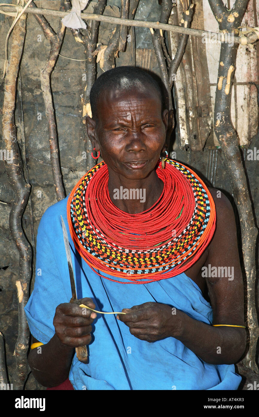 Samburu Frau, Porträt, Kenia Stockfoto