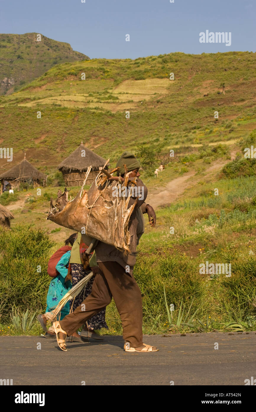 Die Ziegenfelle Haus vom Markt in Lalibela, Äthiopien Stockfoto
