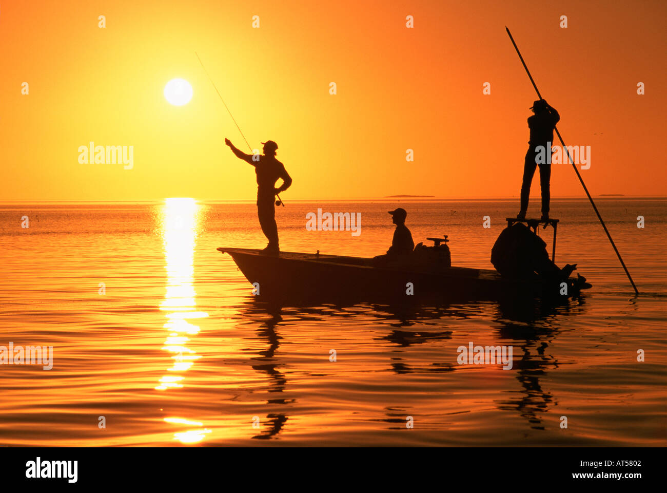 Flachboot Fliegenfischen Islamorada Florida Keys USA Stockfoto