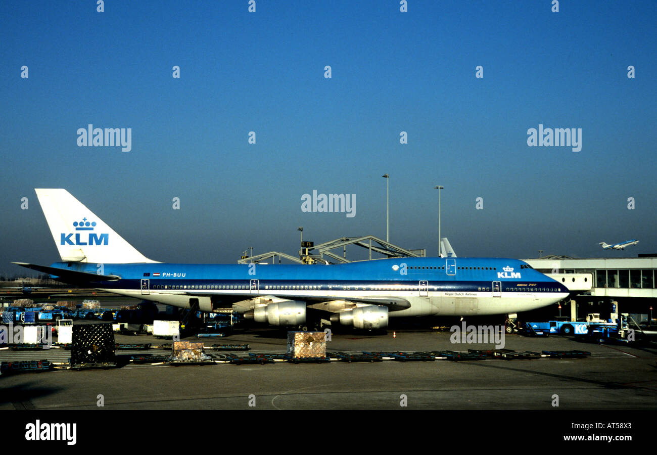 Schiphol KLM Airport Flugzeug Amsterdam Niederlande Stockfoto