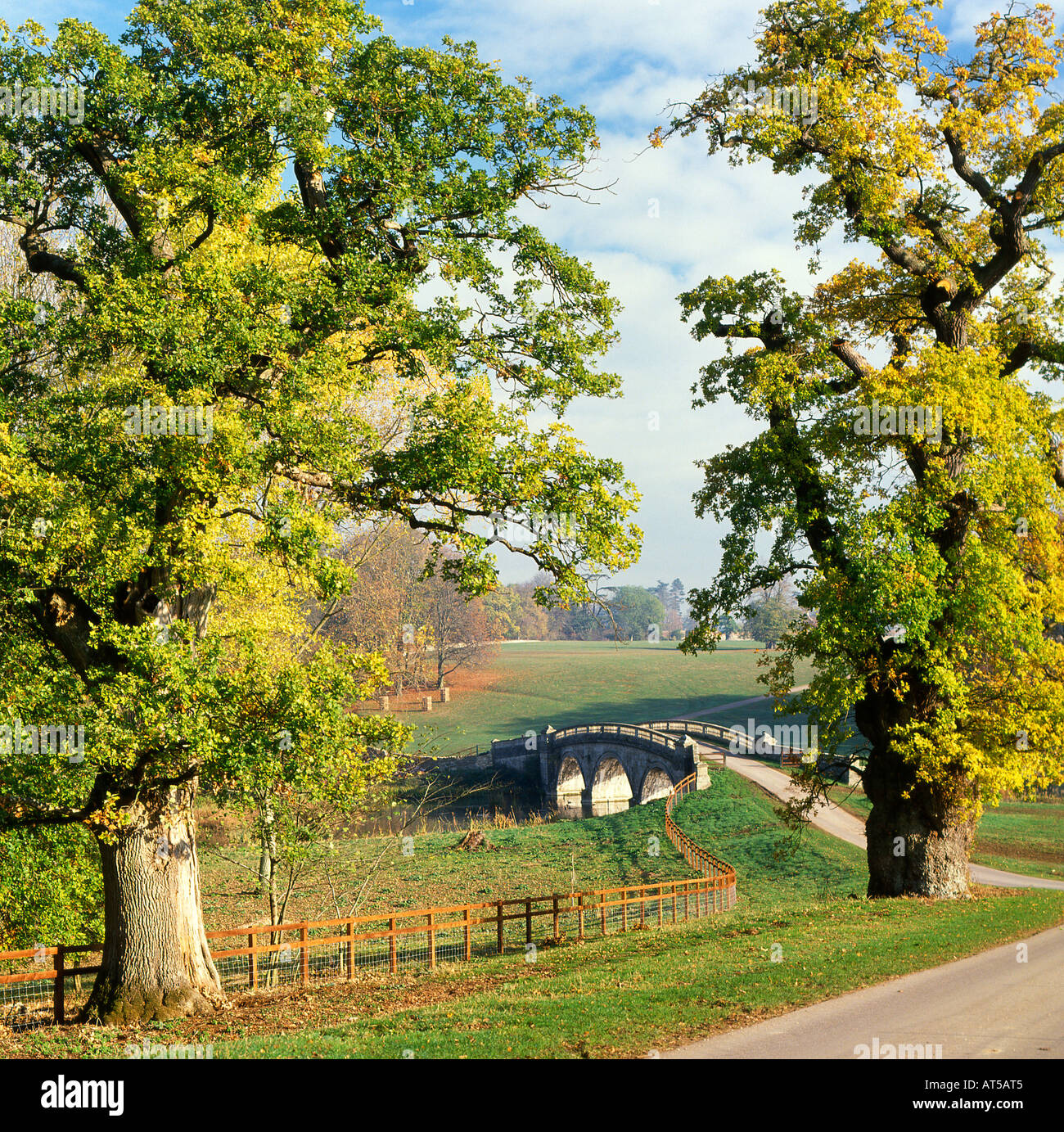 Brücke im Garten von Blenheim Palace. Oxfordshire. England Stockfoto