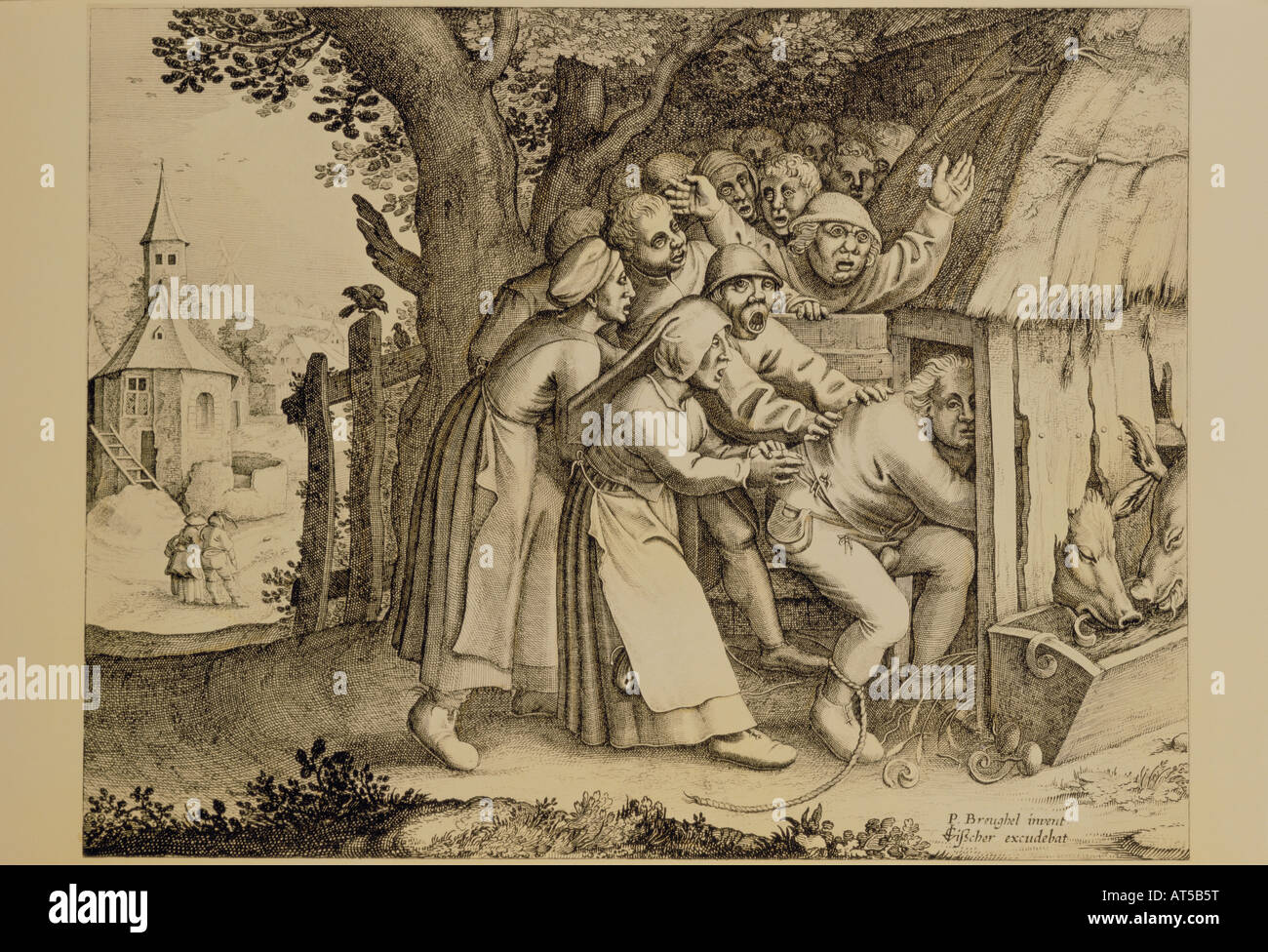 Bildende Kunst, Pieter Bruegel der Ältere (ca. 1525 - 1569), "ein Betrunkener in einem Schweinestall", Kupferstich, auf der Grundlage von Brueghel, 21,6 cm x 28 cm, Privatsammlung, Artist's Copyright gesperrt wird nicht gelöscht werden. Stockfoto Bildende Kunst, Pieter Bruegel der Ältere (ca. 1525 - 1569), "ein Betrunkener in einem Schweinestall", Kupferstich, auf der Grundlage von Brueghel, 21,6 cm x 28 cm, Privatsammlung, Artist's Copyright gesperrt wird nicht gelöscht werden. Stockfoto