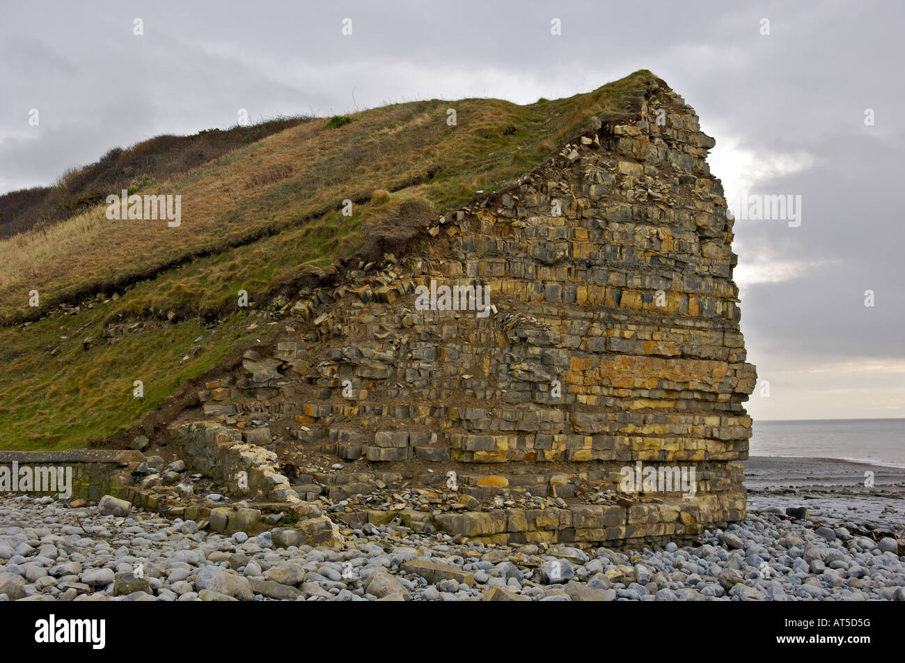 Llantwit Major Felswand Stockfoto