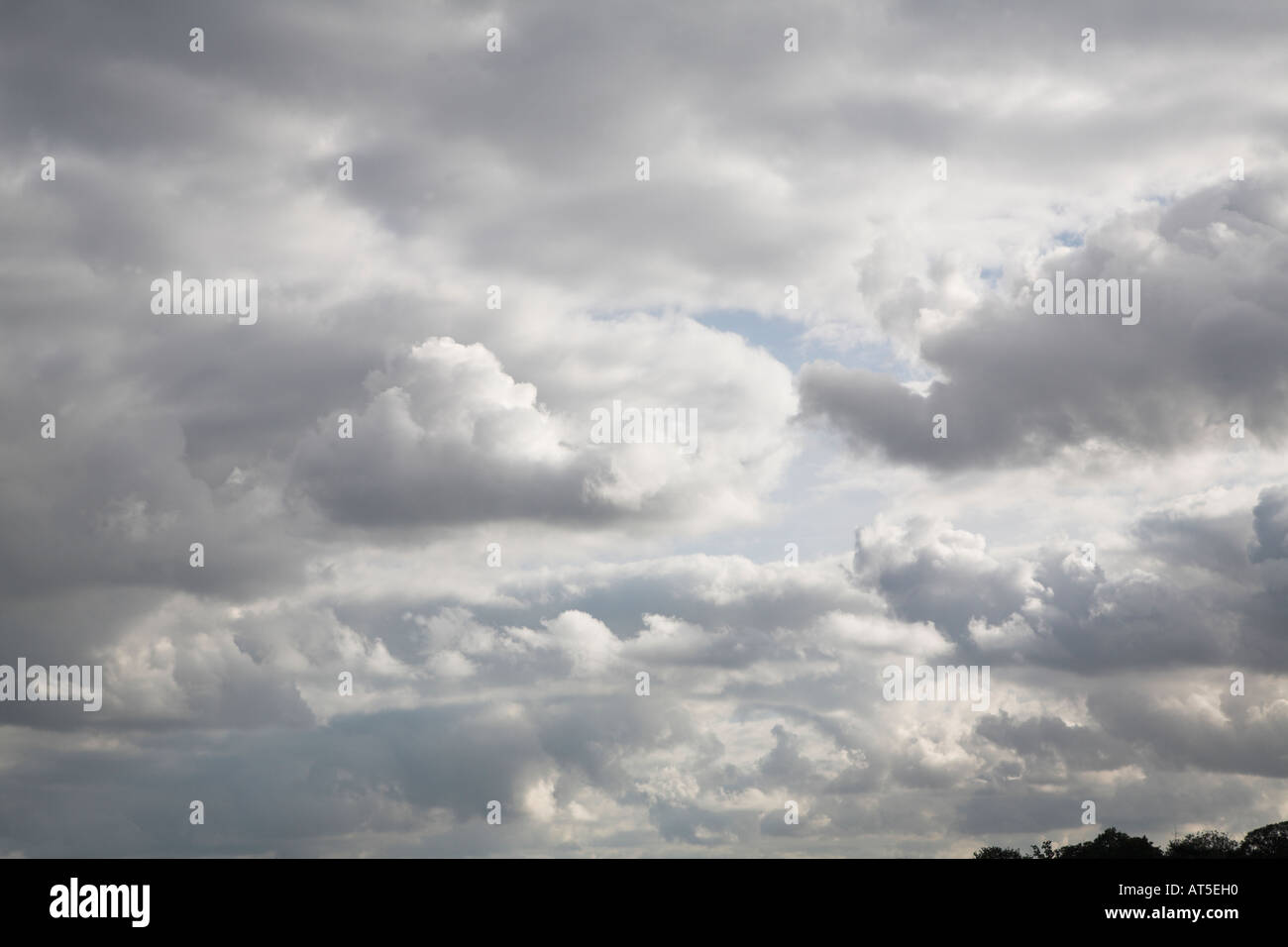 Dunkle Starkregen mit Cumulus Wolken bringt schlechtes Wetter Stockfoto