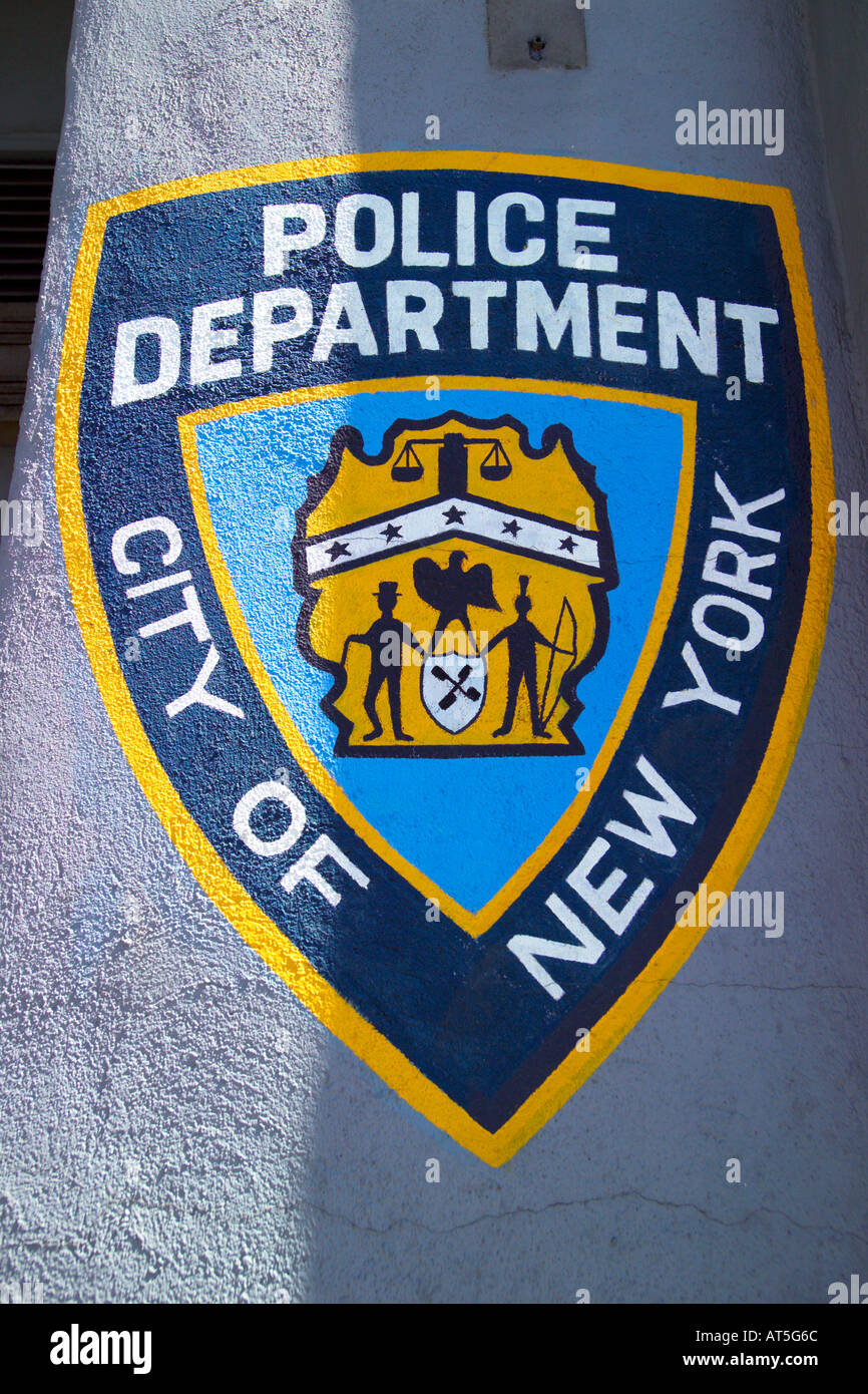 NYPD Zeichen New York Stockfoto