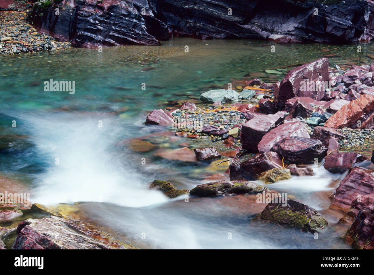 McDonald Creek, Glacier Nationalpark Stockfoto