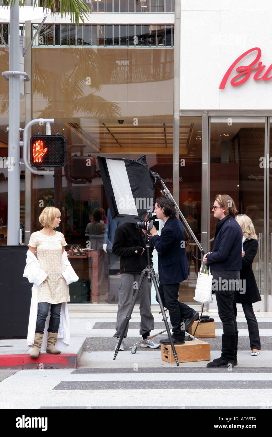 Mode-Fotografie-Shooting am Rodeo Drive in Beverly Hills Stockfoto