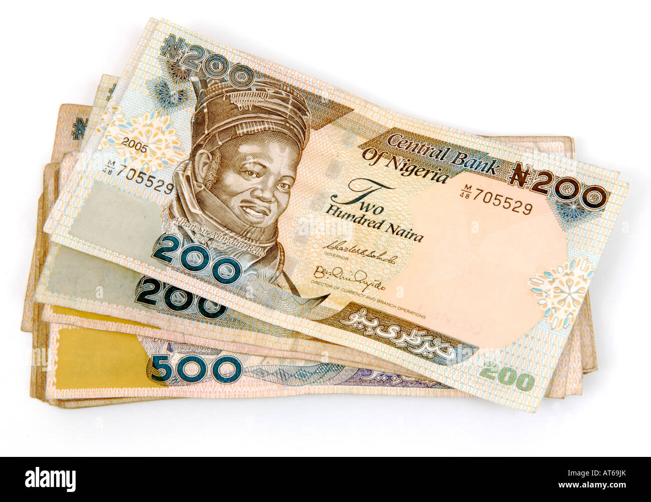 Nigrische Naira-Währung. N200-Banknoten. Stockfoto