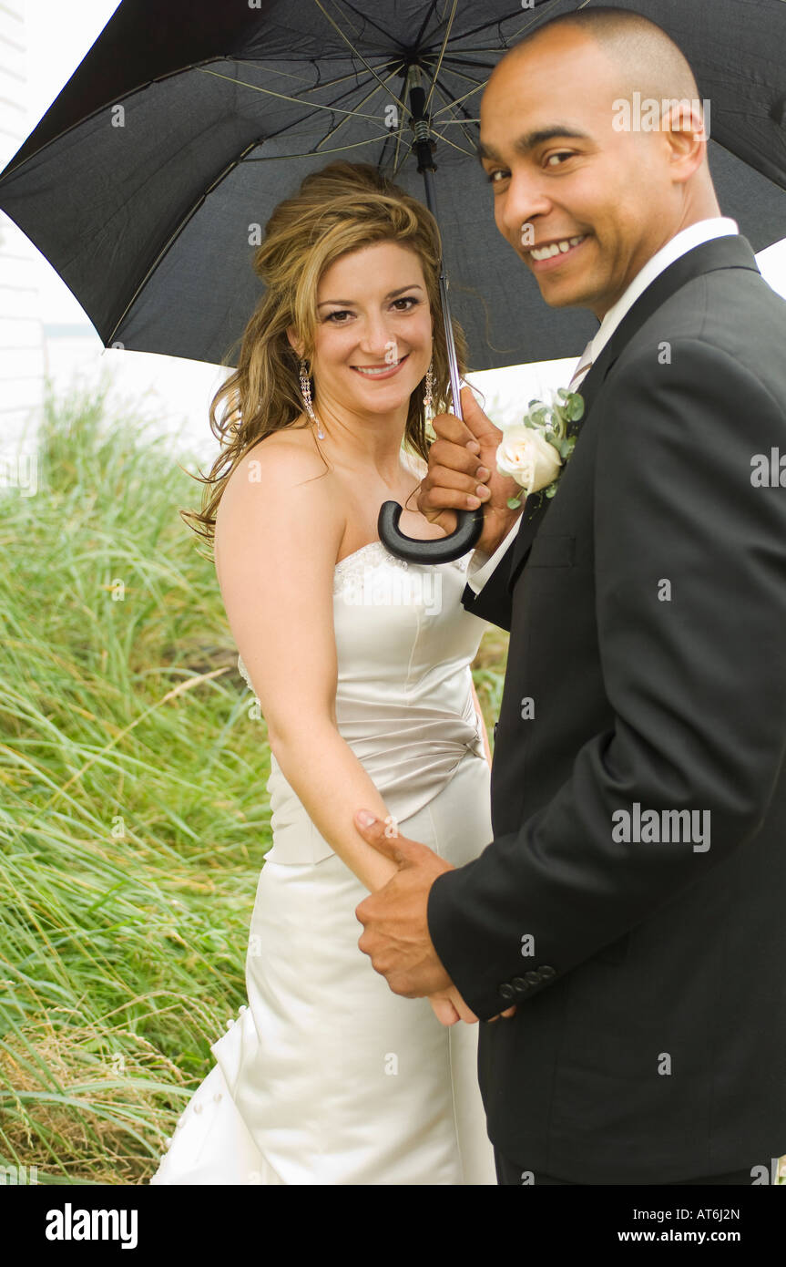 Regen Sie am Hochzeitstag Stockfoto