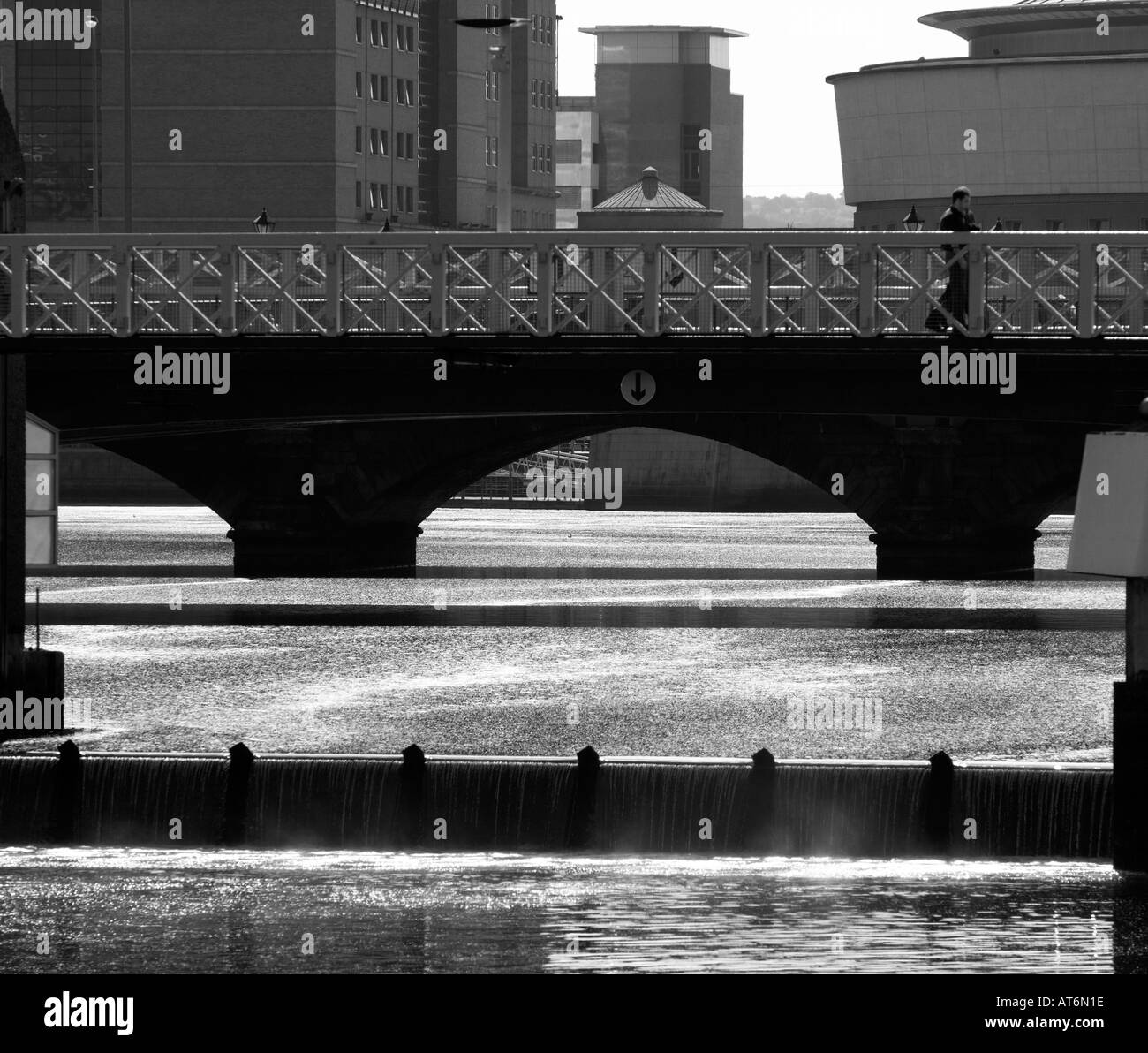 Fluss Lagan Weir Stockfoto