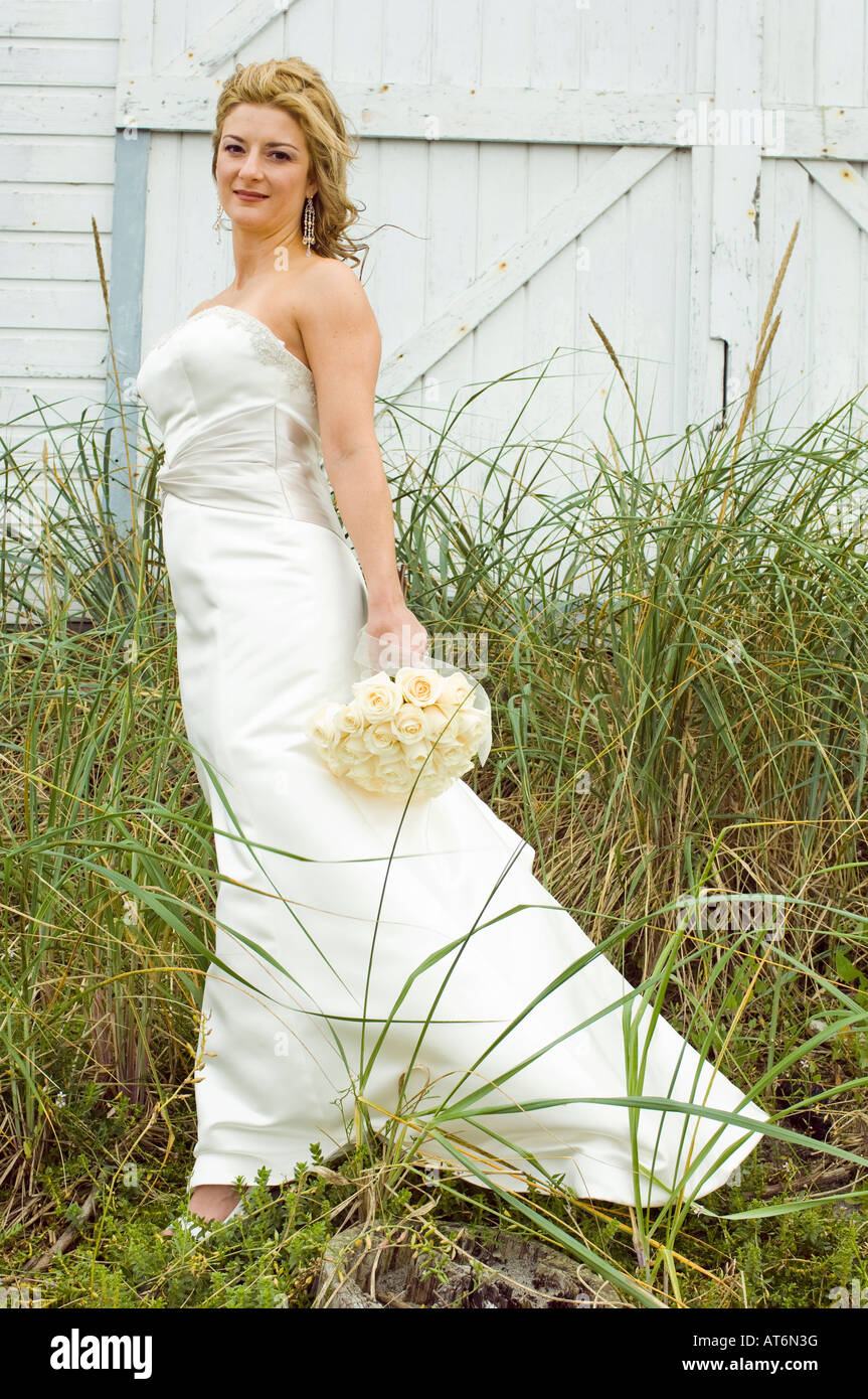 Gerne und schnell für Schnappschüsse einer Braut und Bräutigam am Tag ihrer Hochzeit. Stockfoto