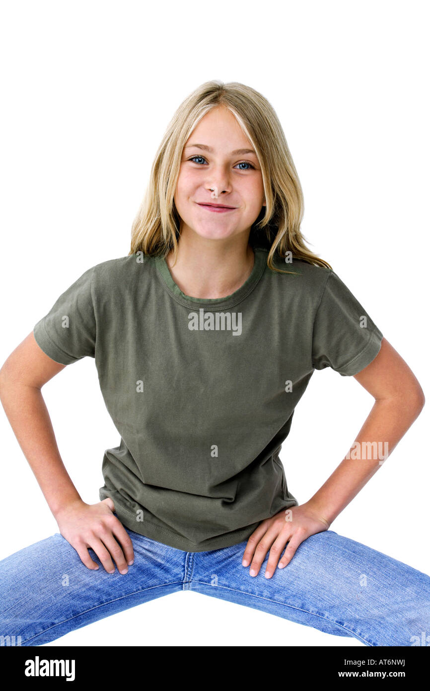 Mädchen (13-14) ziehende Gesicht, Porträt Stockfoto