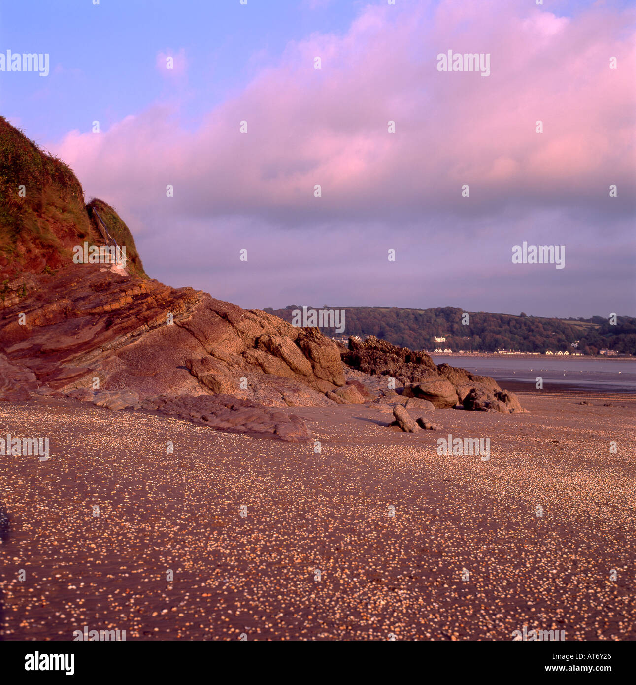 Ferryside und Carmarthen Bay aus Llanstephan Carmarthenshire Wales UK Stockfoto