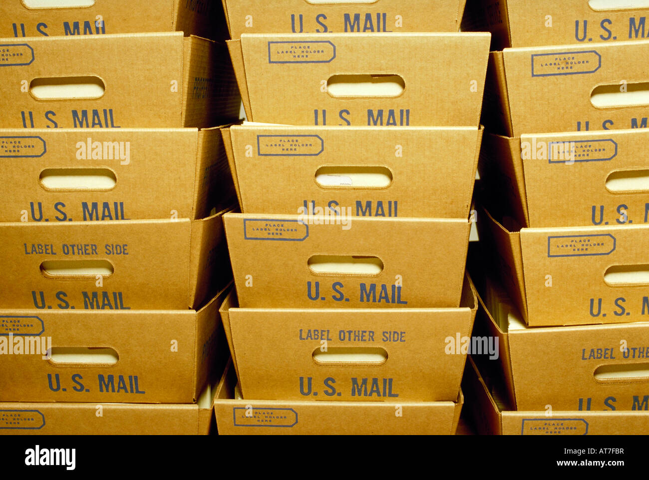 Kartons von uns Post. Stockfoto