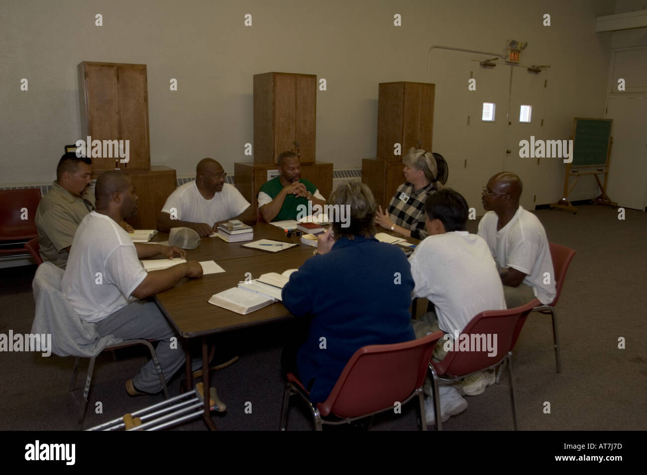 Jedoch führen eine christliche Studiengruppe im Gefängnis. Nebraska State Penitentiary, Lincoln, USA. 2006 Stockfoto