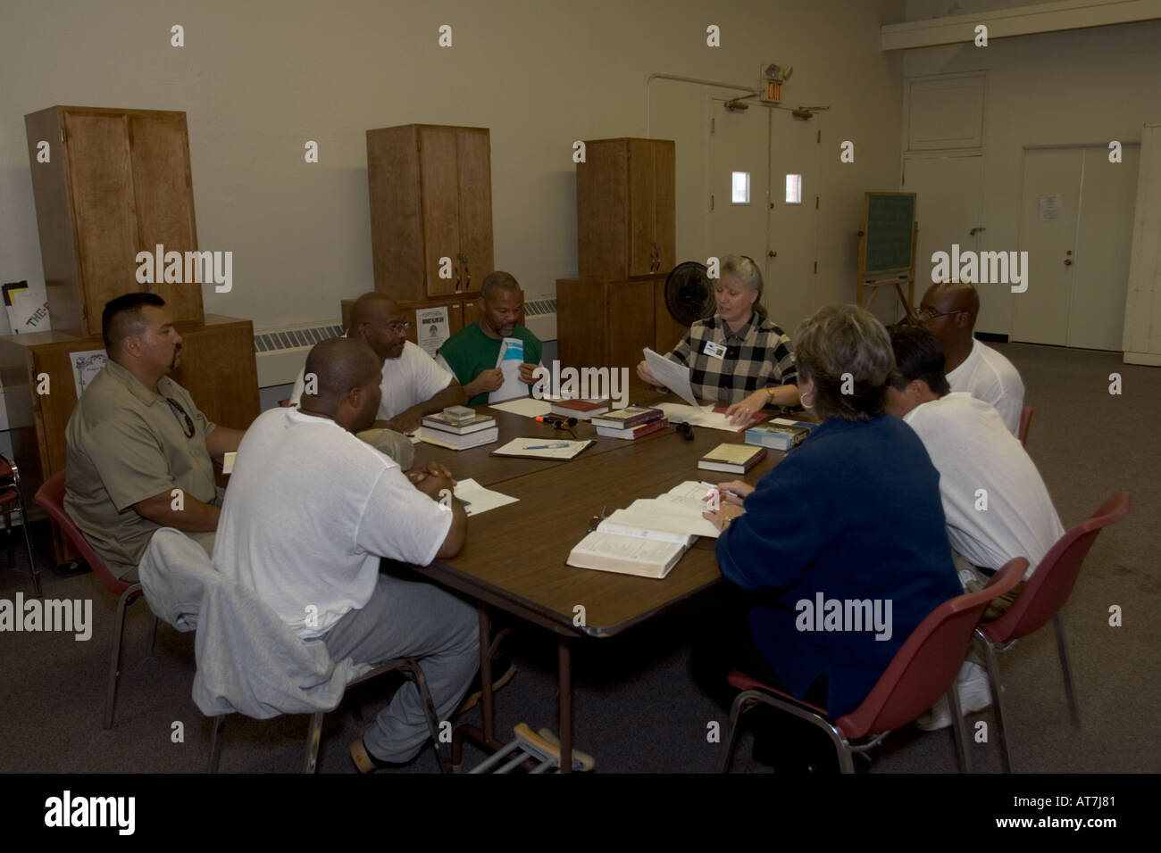 Jedoch führen eine christliche Studiengruppe im Gefängnis. Nebraska State Penitentiary, Lincoln, USA. 2006 Stockfoto