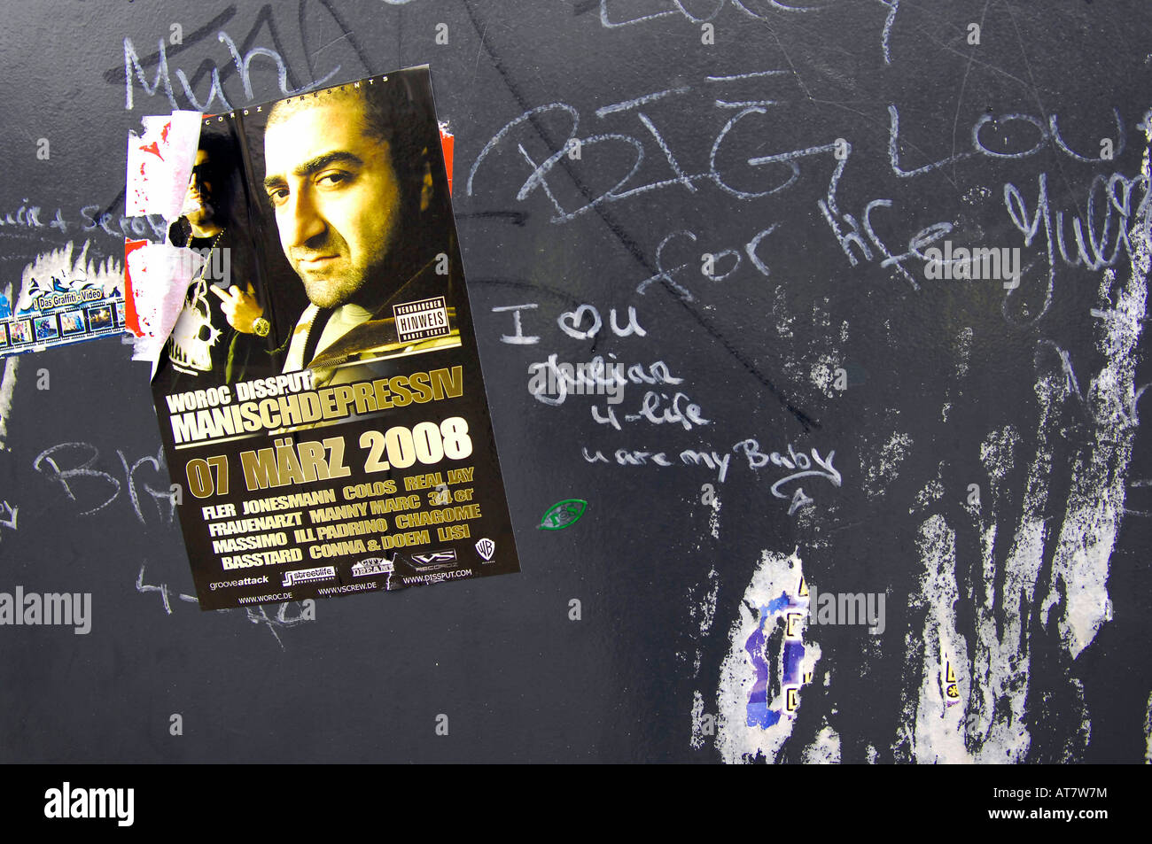 Aufkleber Kunst Berlin Deutschland Deustchland Reisen Tourismus echte Plakat graffiti Stockfoto