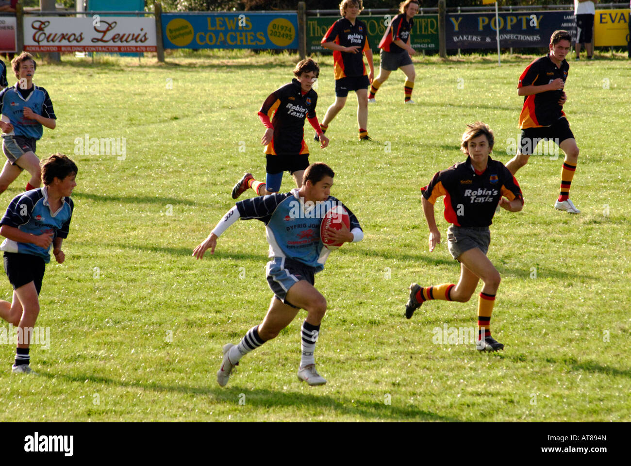 Rugby Sevens Wettbewerb bei Aberaeron Stockfoto