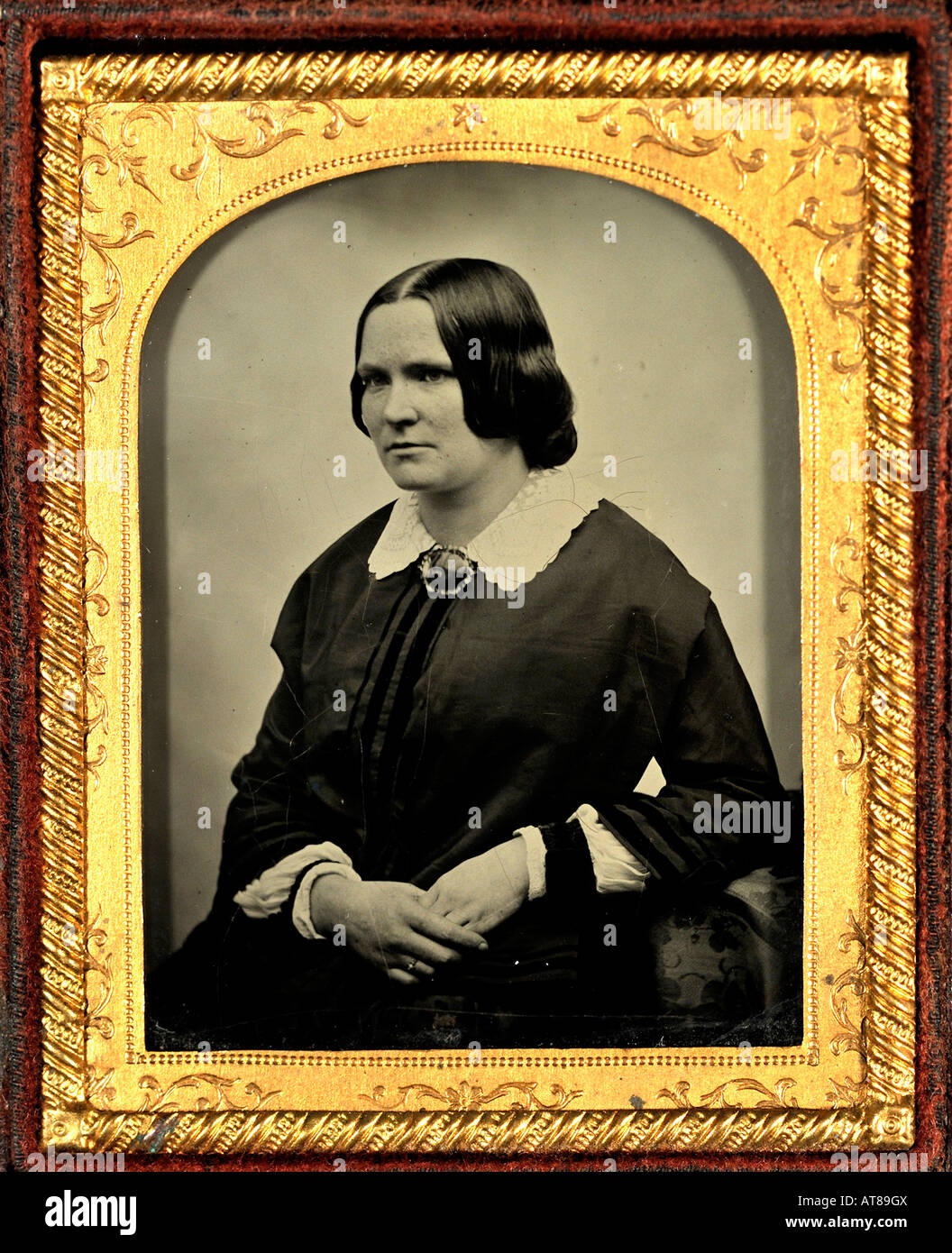 Ein viktorianischer 1850s 1860s Ambrotypie Foto einer Frau Stockfoto
