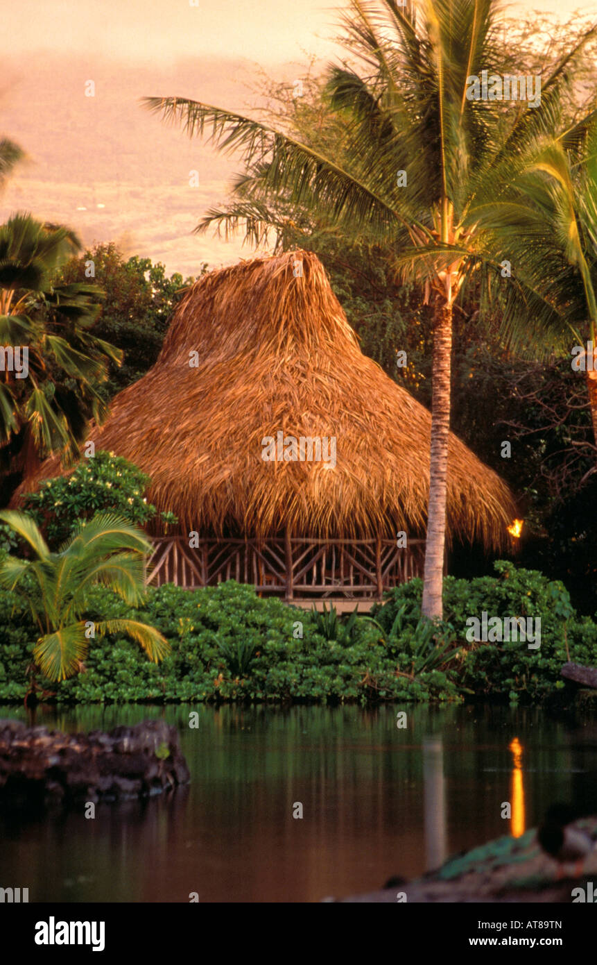 Hawaiian Hale Haus Mit Tiki Fackel Kona Village Resort Auf Der