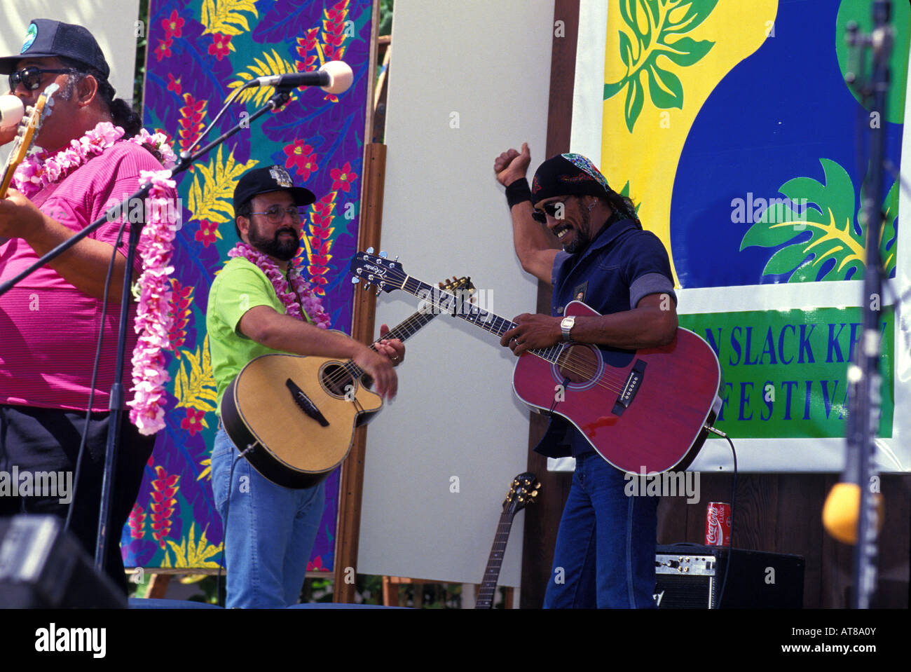 Cyril Pahinui, ein Musiker auf der Bühne auf dem Hawaiian slack Key Guitar festival Stockfoto